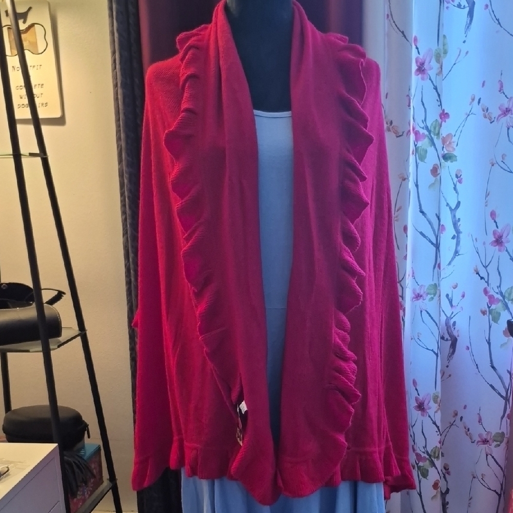 Warm Red Ruffled Women's Shawl (A27)